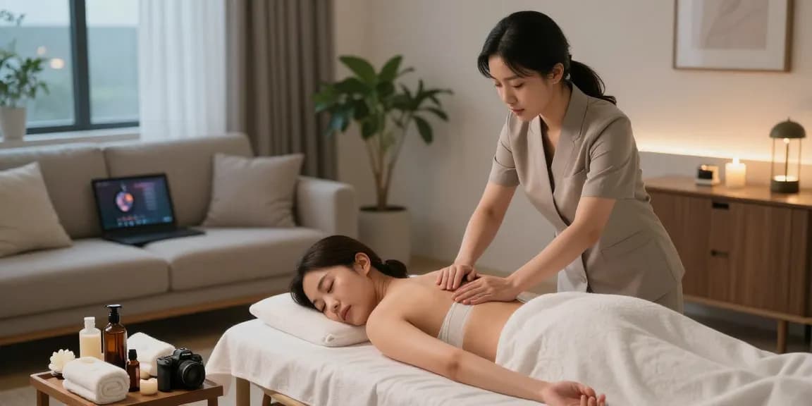 강남러시아출장 서비스에서 고급스러운 마사지를 받는 여자 손님의 편안한 모습