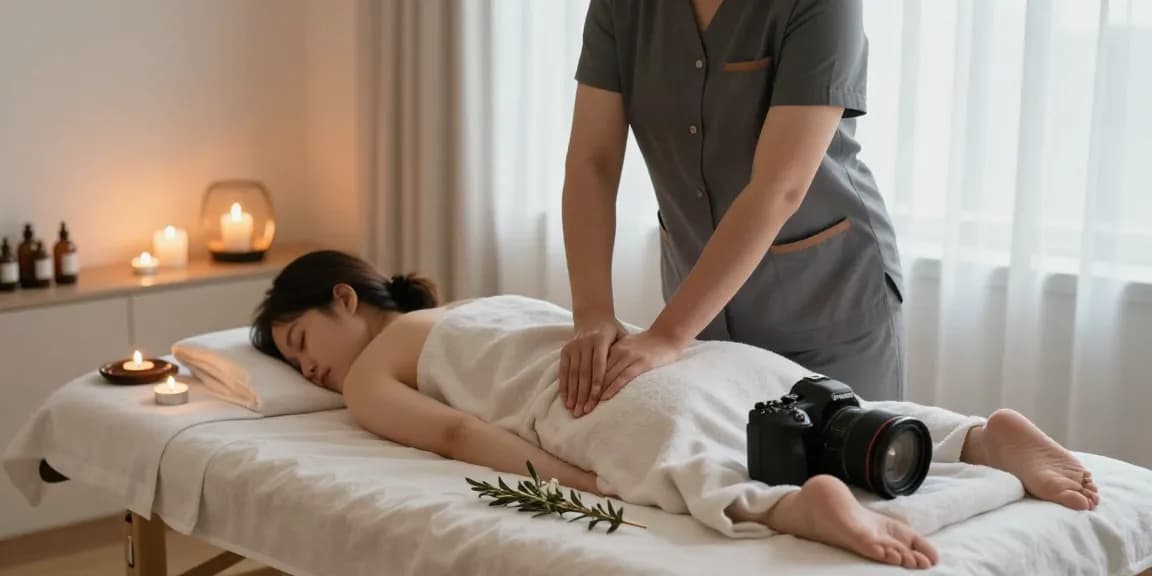 대전마사지 테라피 룸에서 전문 관리사가 고객에게 스웨디시 마사지를 제공하는 편안한 모습