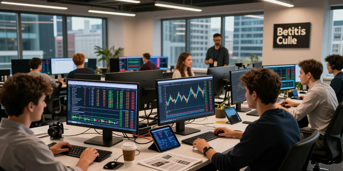 Traders engaging on 업투익스체인지 in a vibrant cryptocurrency trading environment with live market charts.
