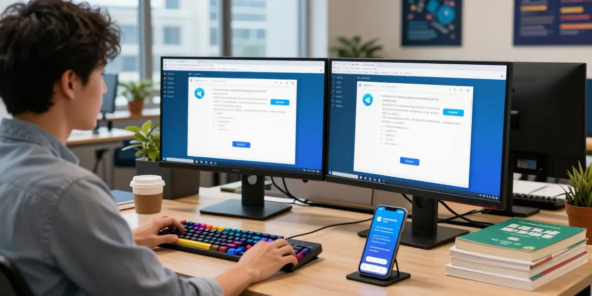 Developer customizing Telegram Chinese interface in a modern workspace.