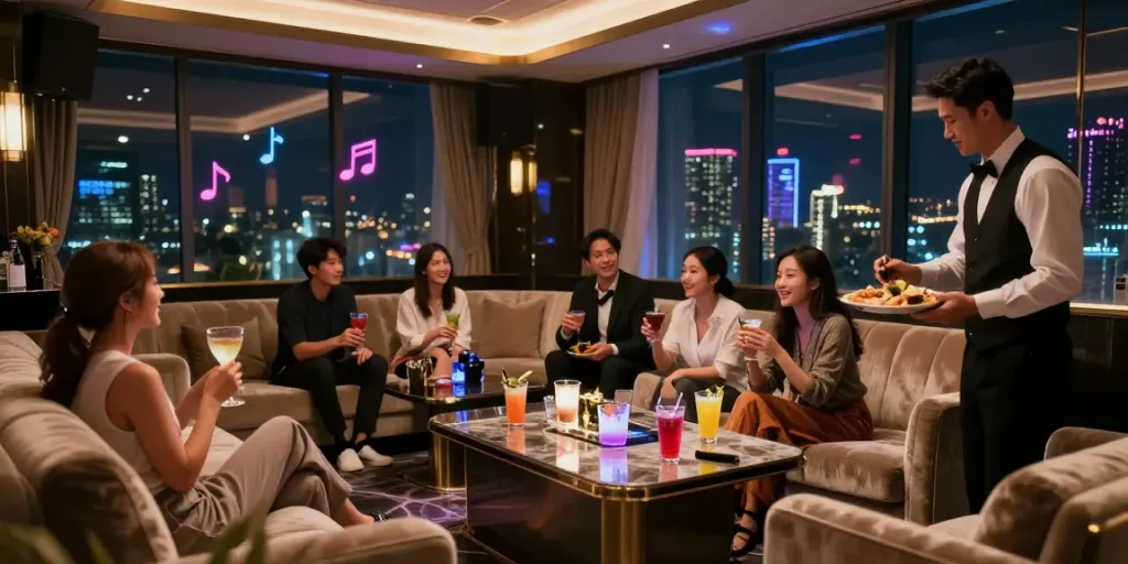 강남달토에서 고급스러운 밤을 즐기는 손님들의 모습