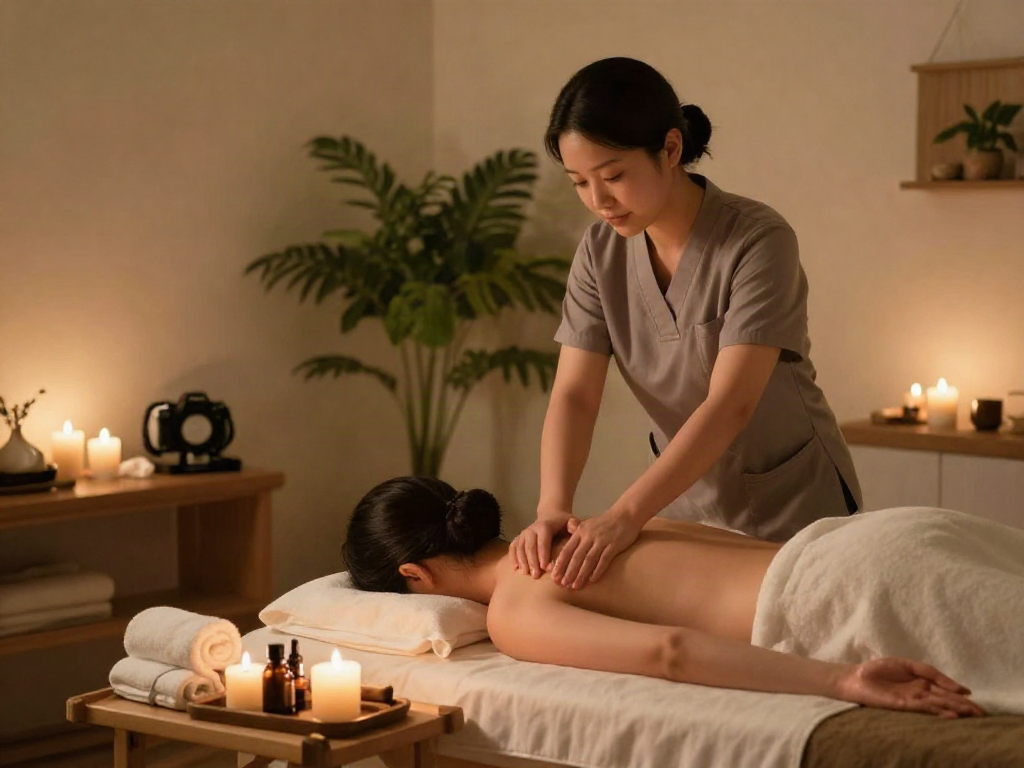 Relaxing 수원출장마사지 session with serene therapist and calming ambiance