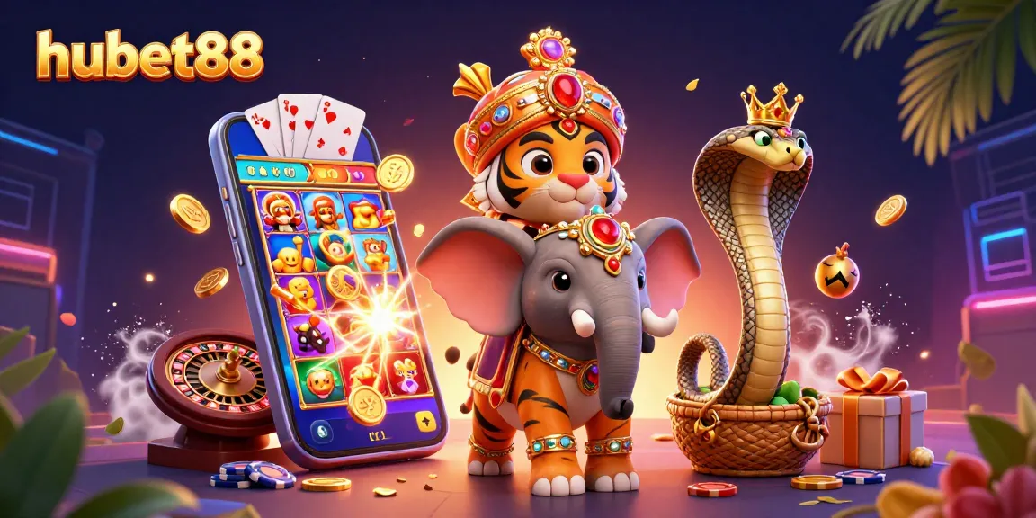 Experience the excitement of hubet88 with vibrant slot games and colorful casino elements.