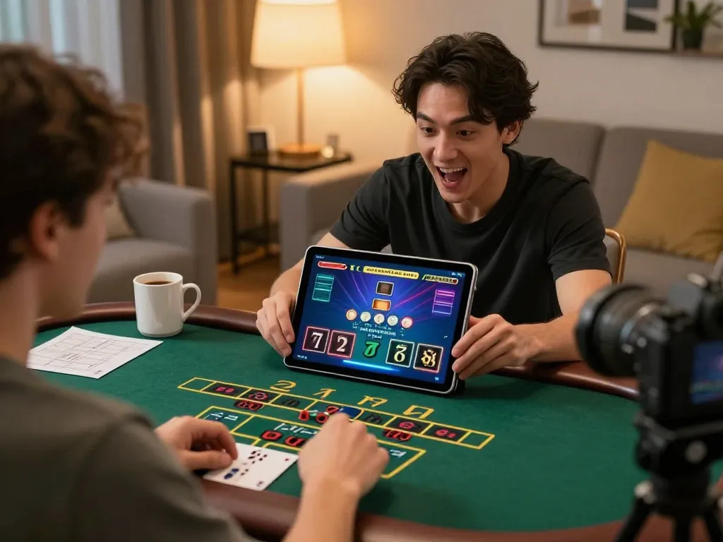Player engaging in thrilling online blackjack at F168, focused on tablet displaying live dealer action.